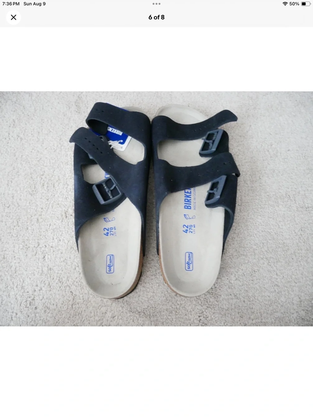 Birkenstock men's Arizona Suede Sandals Midnight size 42 New w/box!
